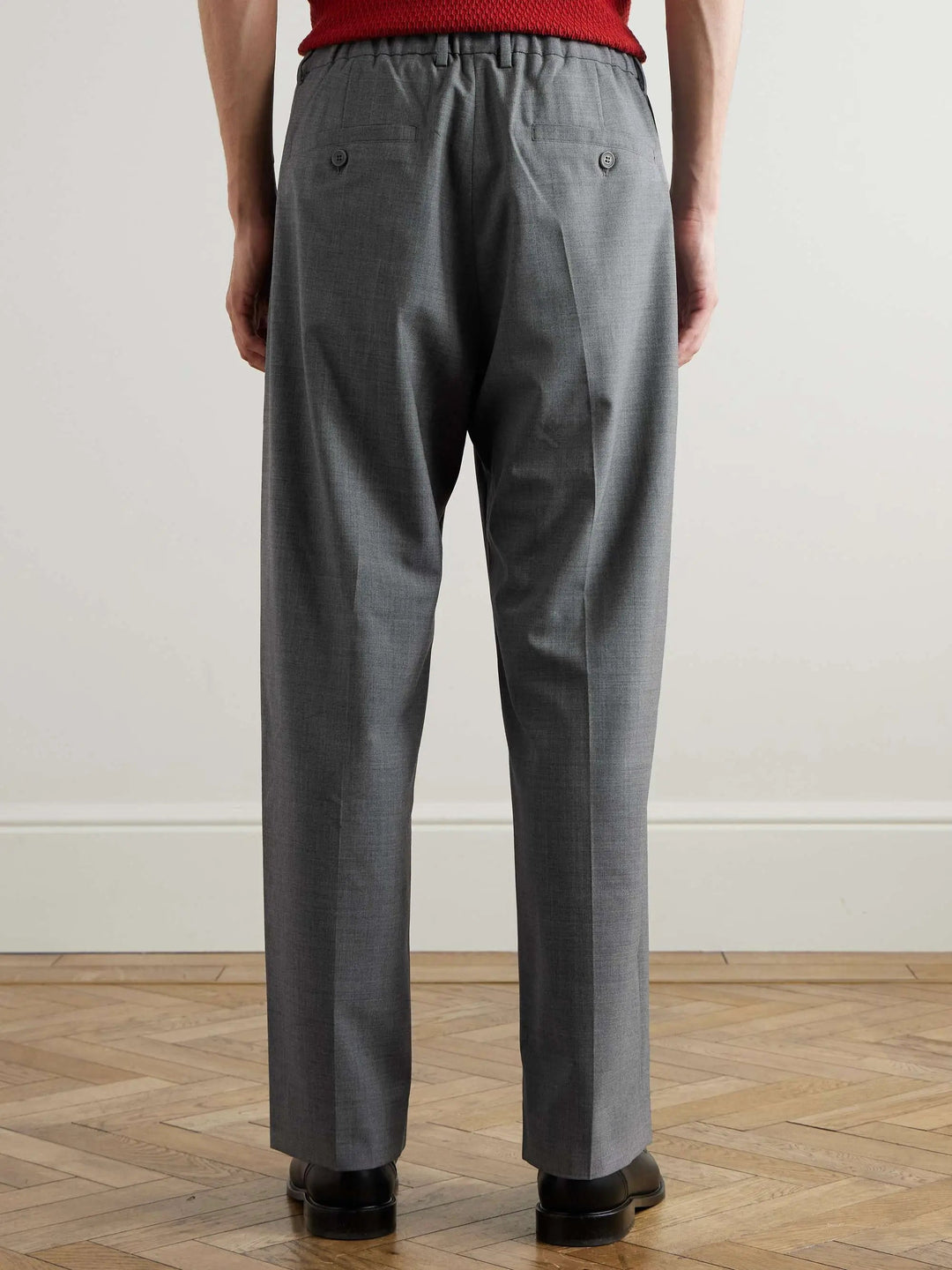 Pleated Pinstriped Woven Trousers
