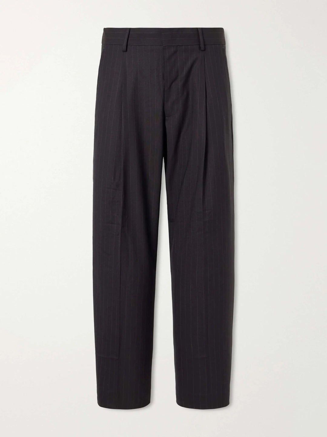 Pleated Pinstriped Woven Trousers