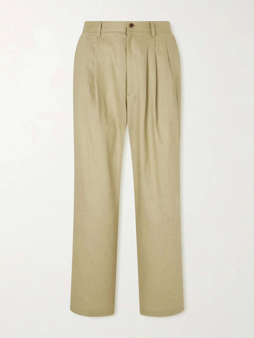 Wide-Leg Pleated Linen Trousers