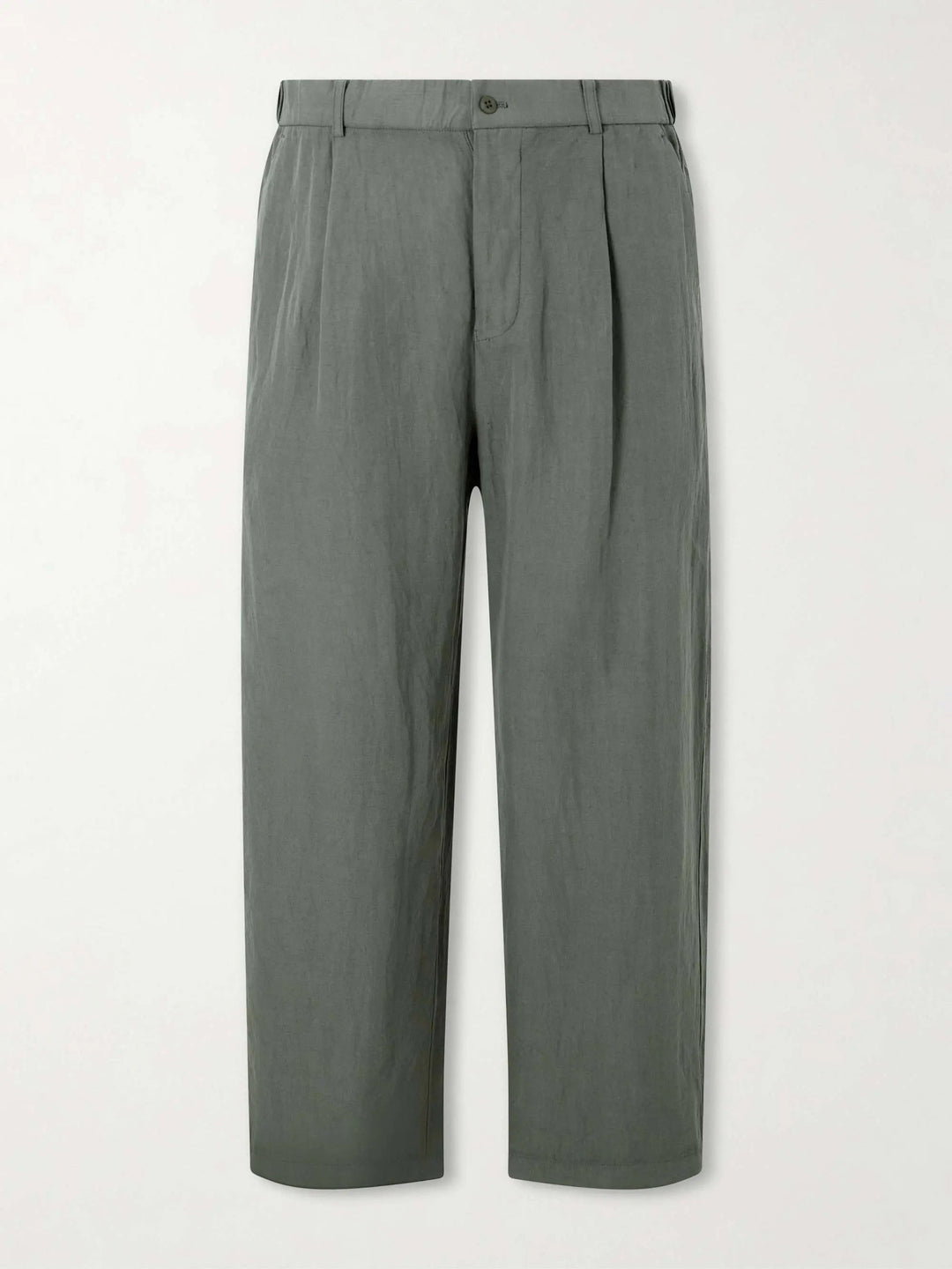Wide-Leg Cotton and Linen-Blend Twill Trousers