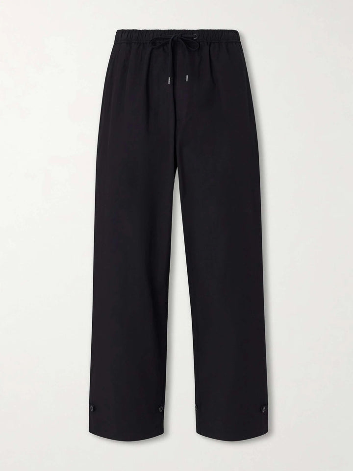 Wide-Leg Cotton-Blend Drawstring Trousers