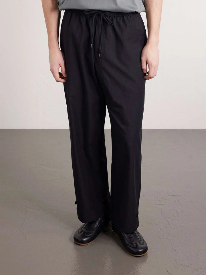 Wide-Leg Cotton-Blend Drawstring Trousers