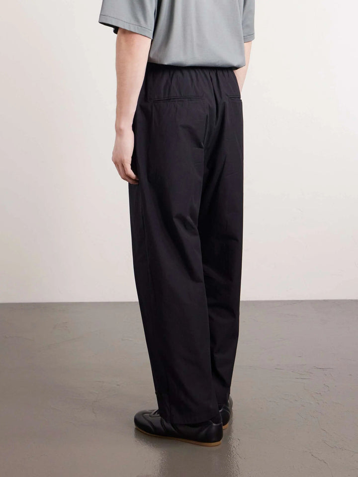Wide-Leg Cotton-Blend Drawstring Trousers