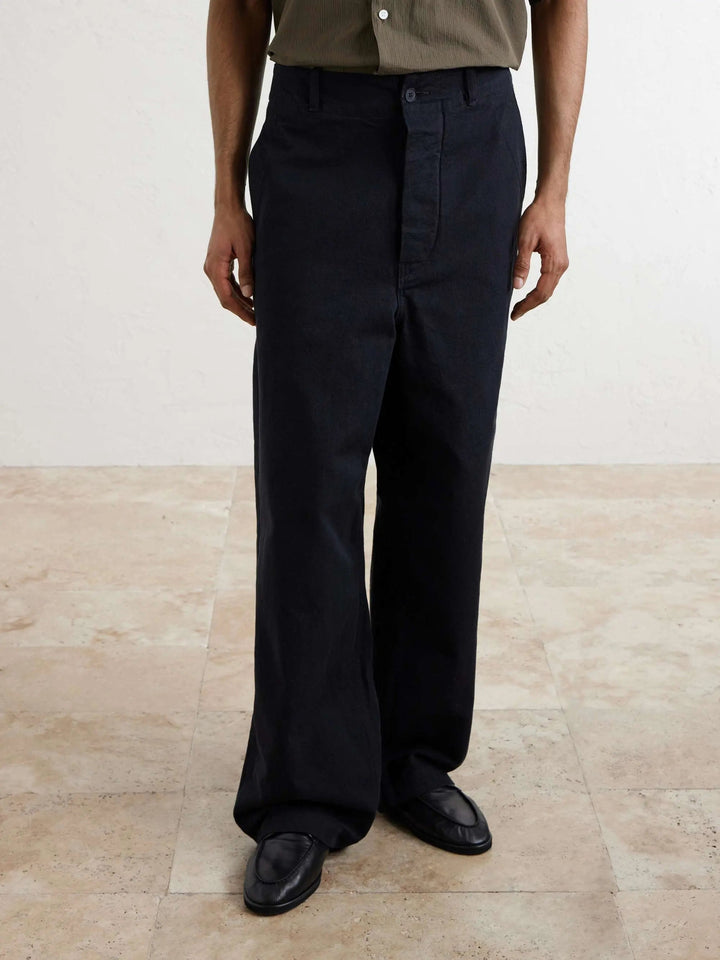 Wide-Leg Cotton-Drill Trousers
