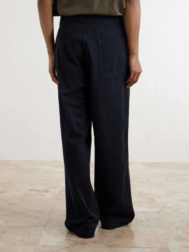 Wide-Leg Cotton-Drill Trousers
