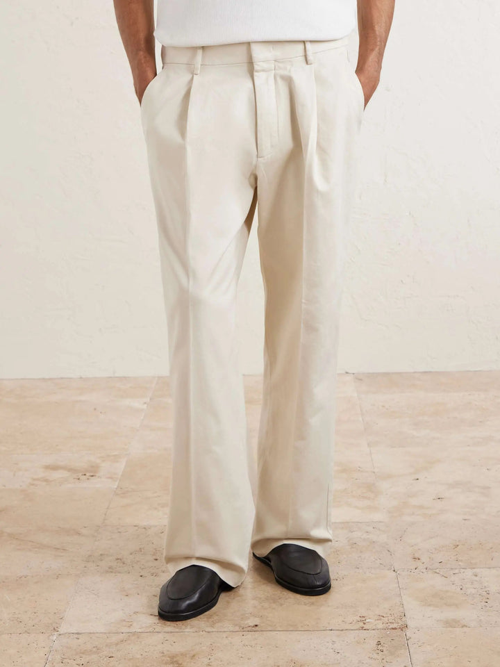 Wide-Leg Pleated Trousers
