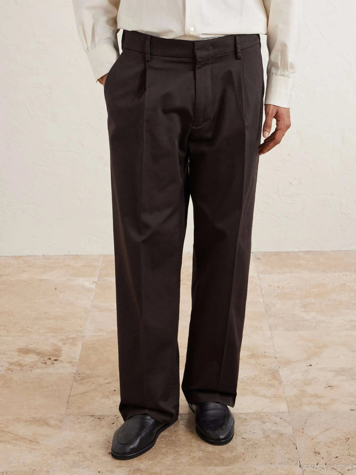 Wide-Leg Pleated Trousers