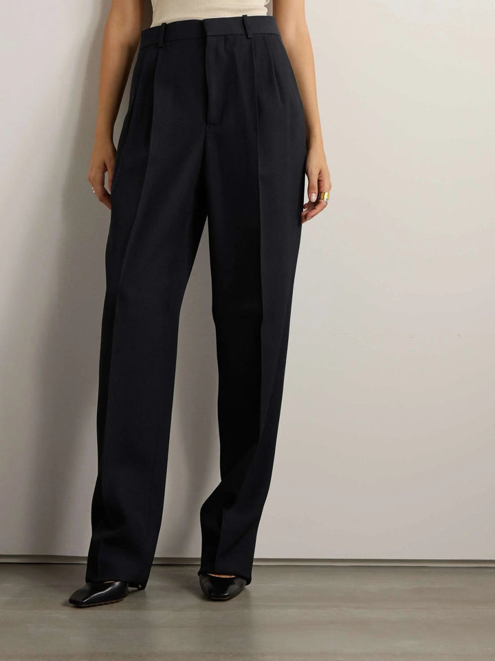 Wide-Leg Pleated Pants