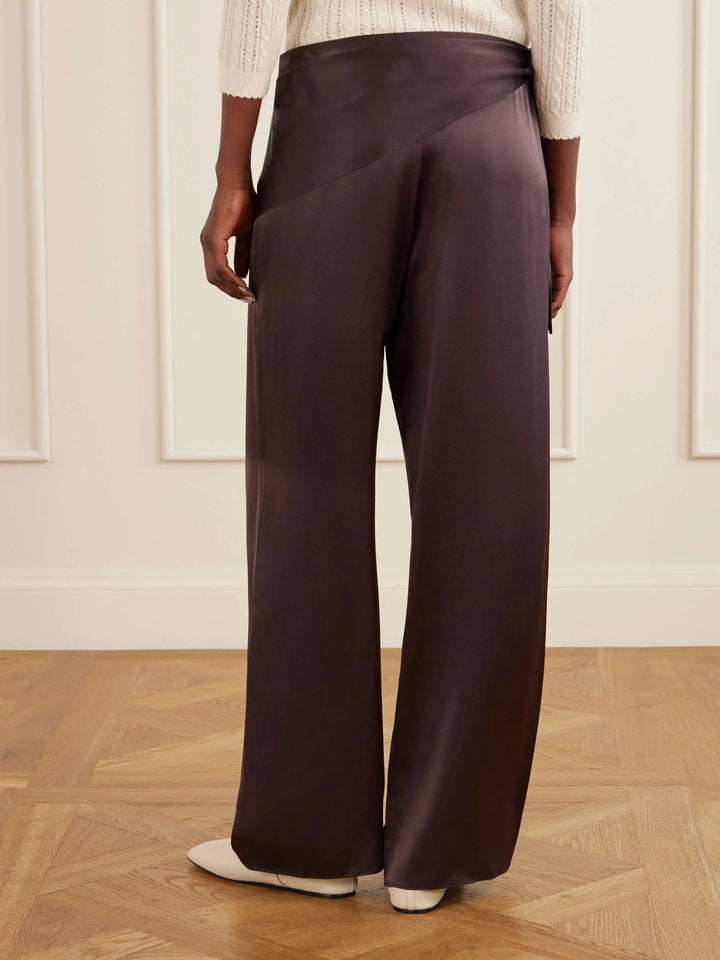 Scarf-detailed silk pants