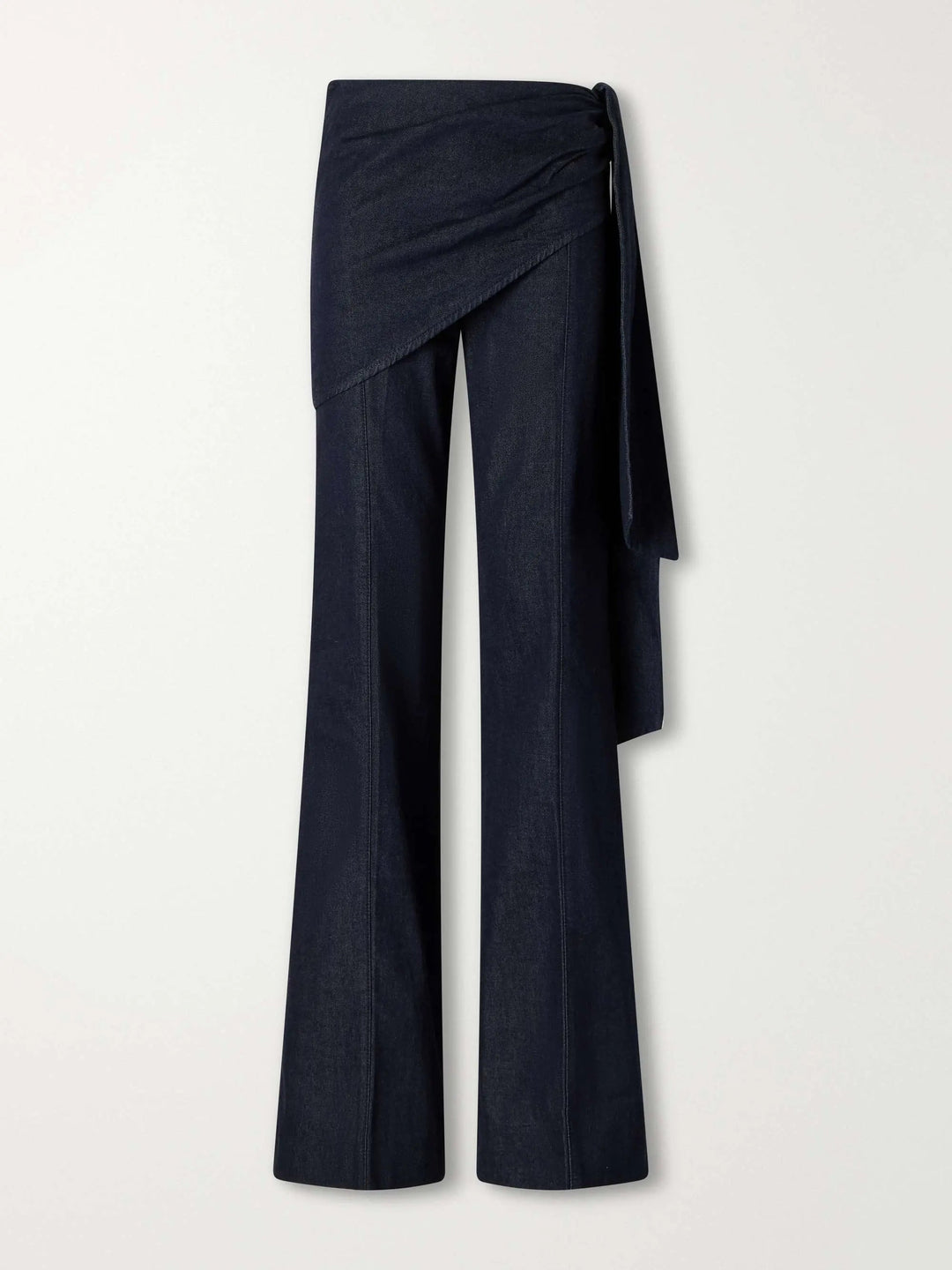 Draped cotton-twill flared pants