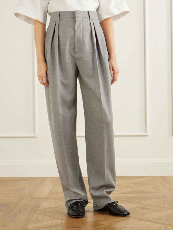 Wool flannel straight-leg pants