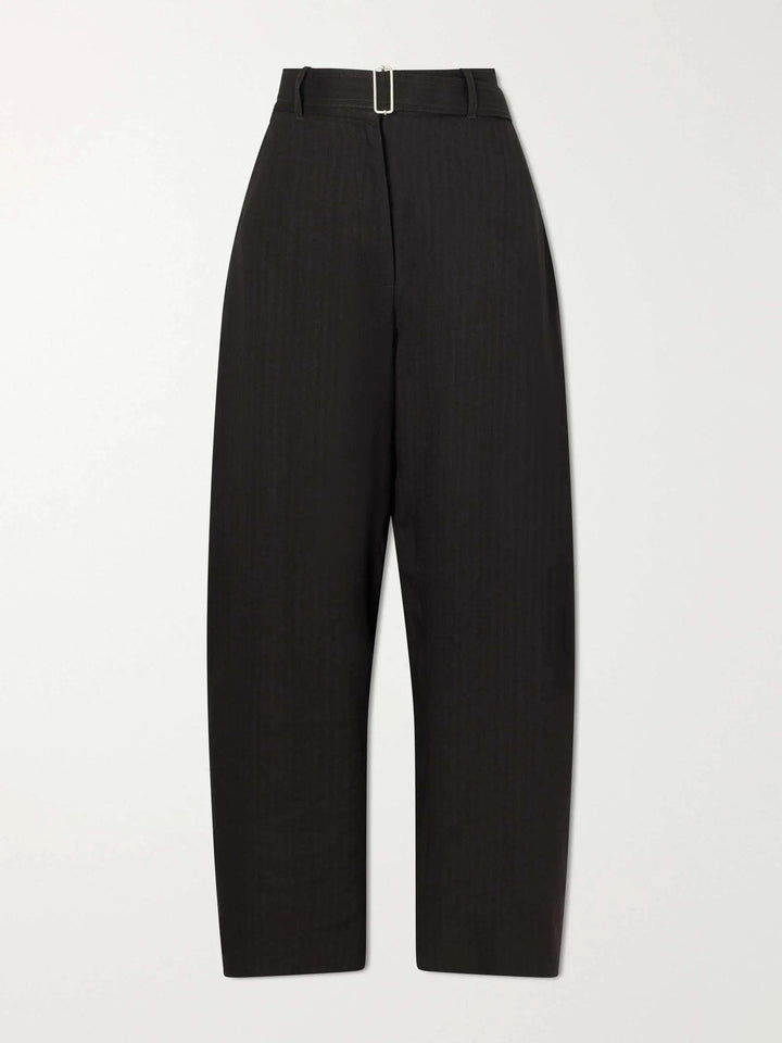 Cotton and linen-blend wide-leg pants