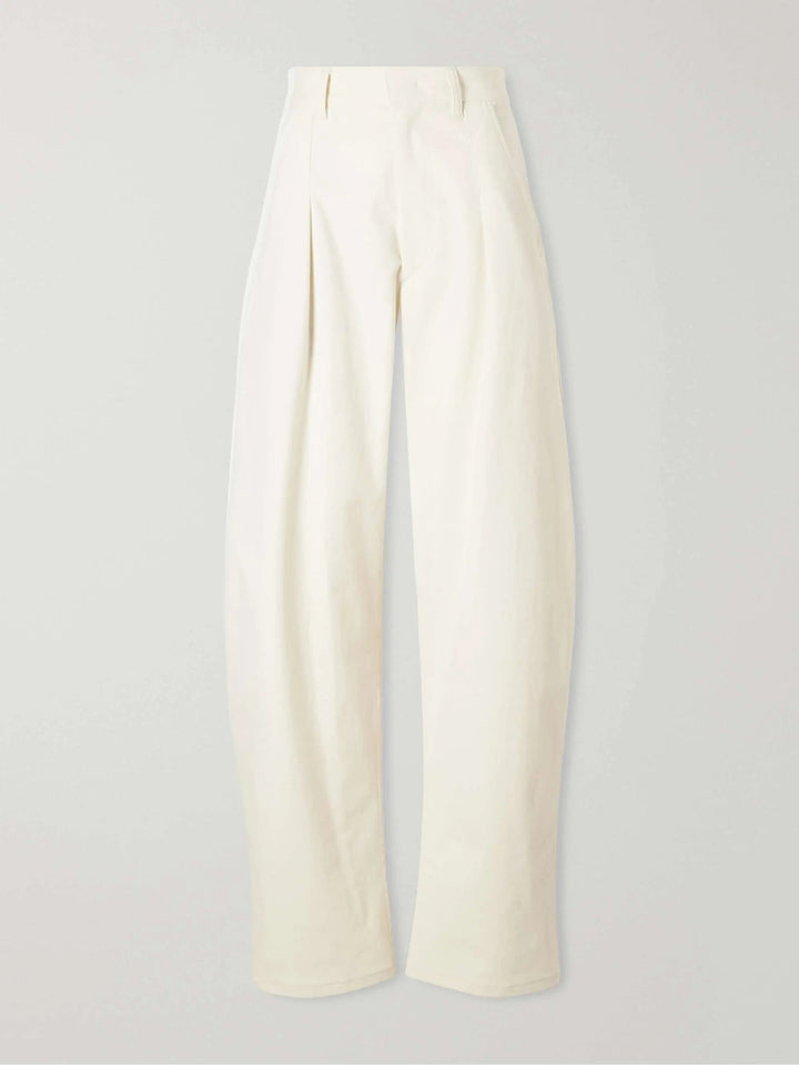 Pleated stretch-cotton wide-leg pants