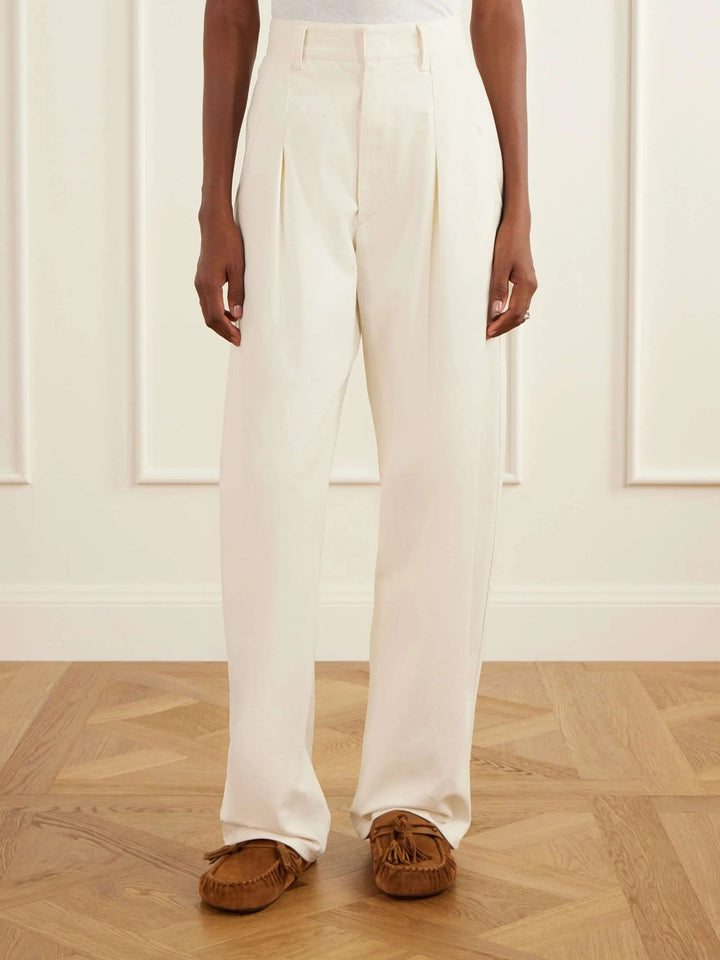 Pleated stretch-cotton wide-leg pants