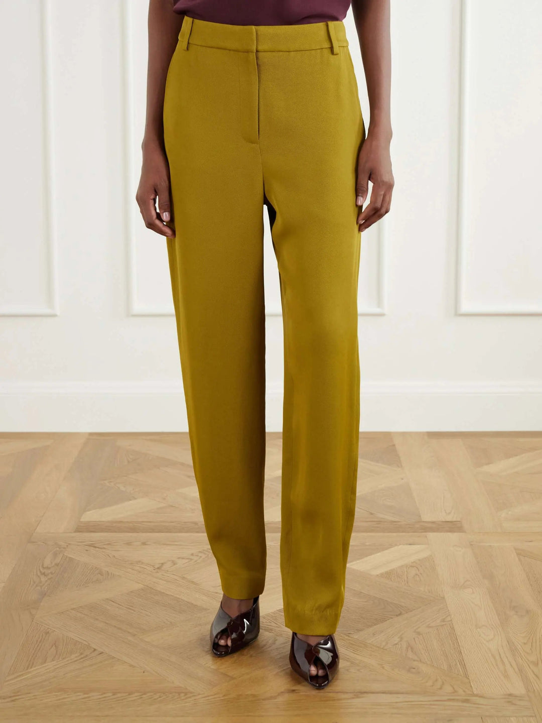 Satin-twill tapered pants