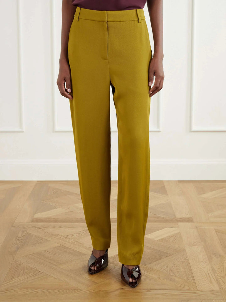 Satin-twill tapered pants