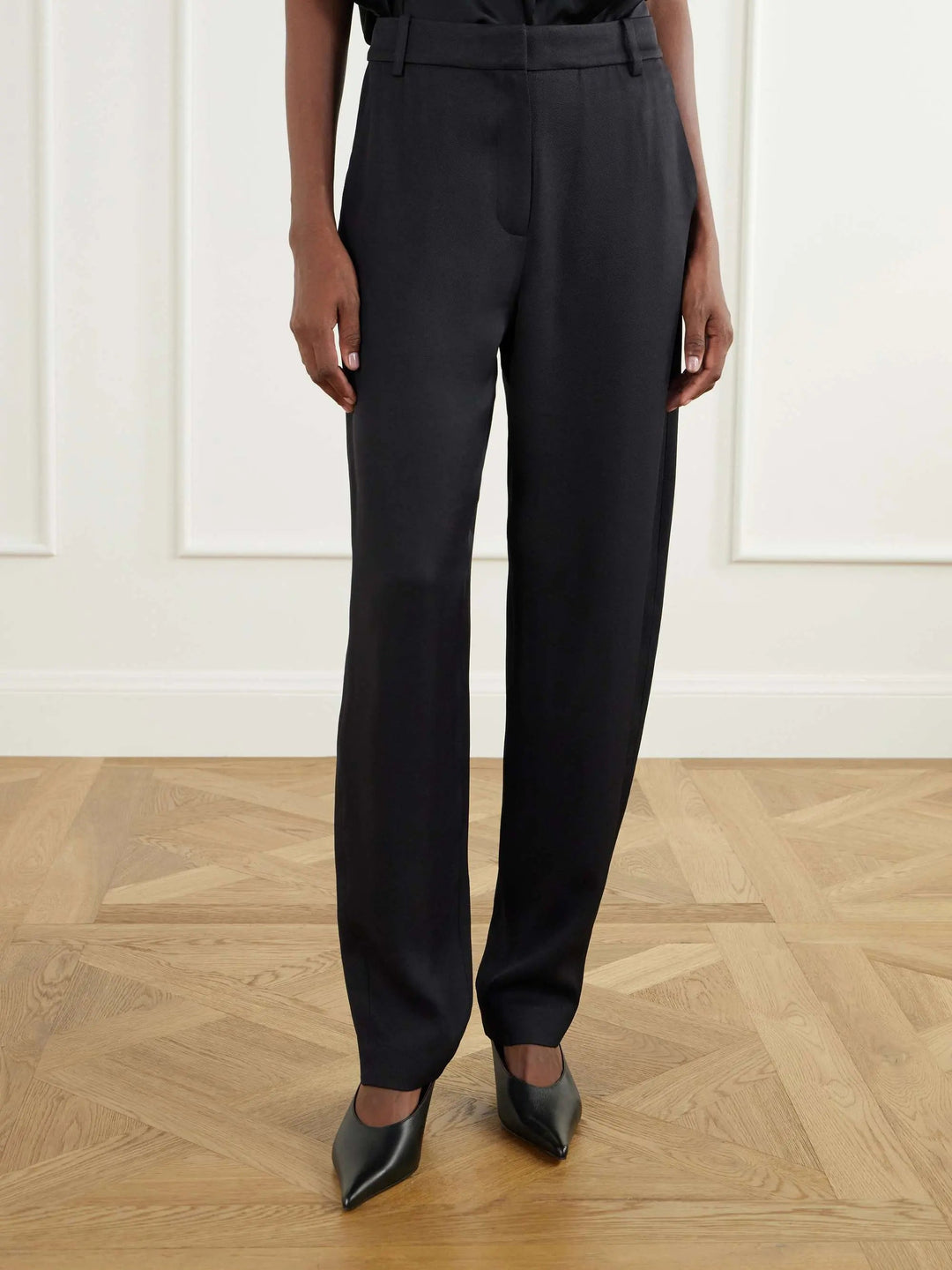 Satin-twill tapered pants