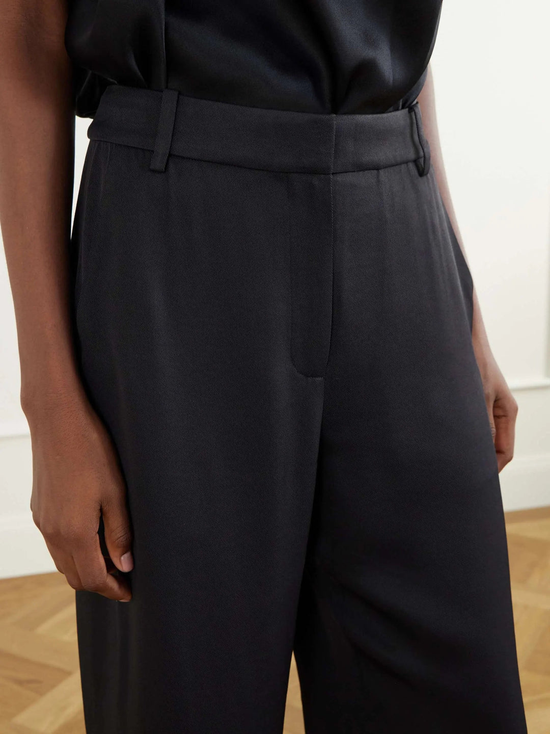 Satin-twill tapered pants