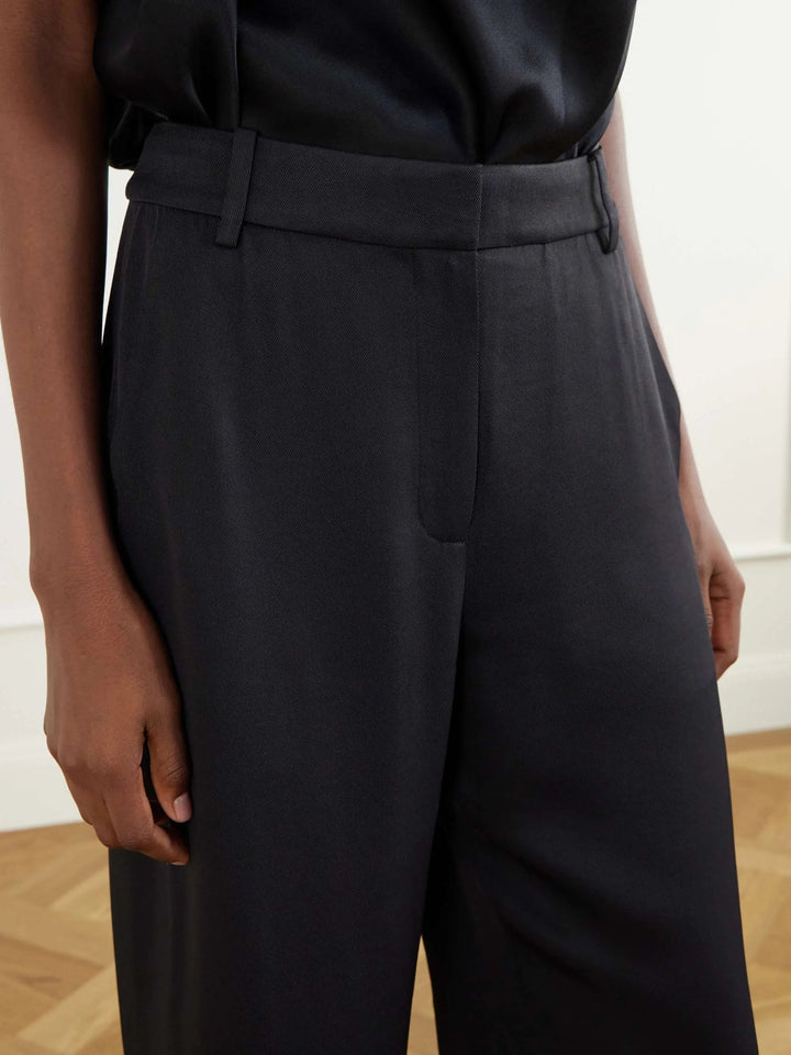 Satin-twill tapered pants