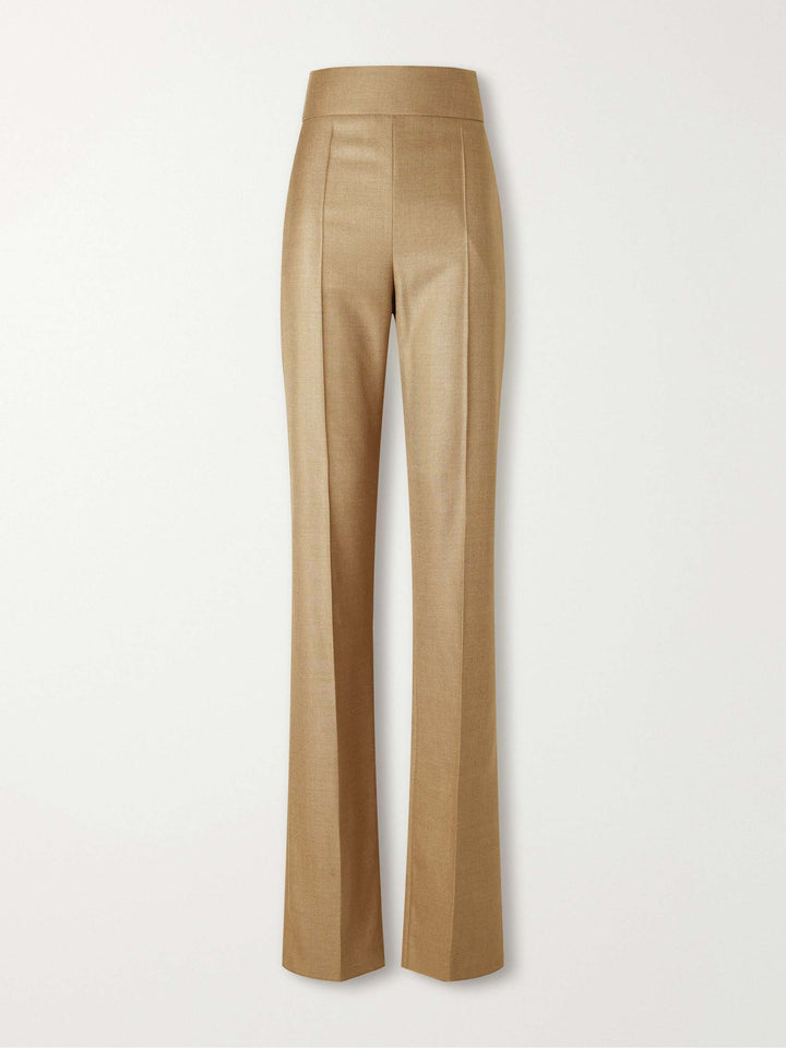 Wool and silk-blend straight-leg pants