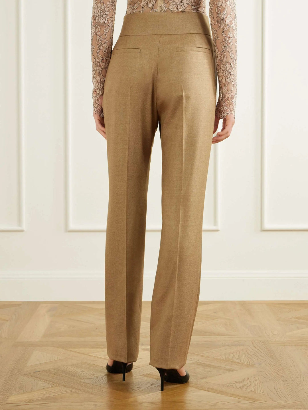 Wool and silk-blend straight-leg pants