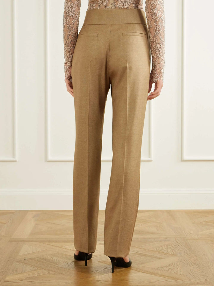 Wool and silk-blend straight-leg pants