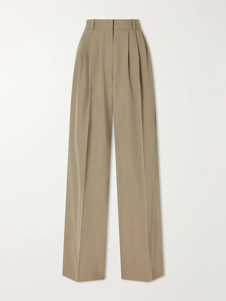 wool-twill wide-leg pants