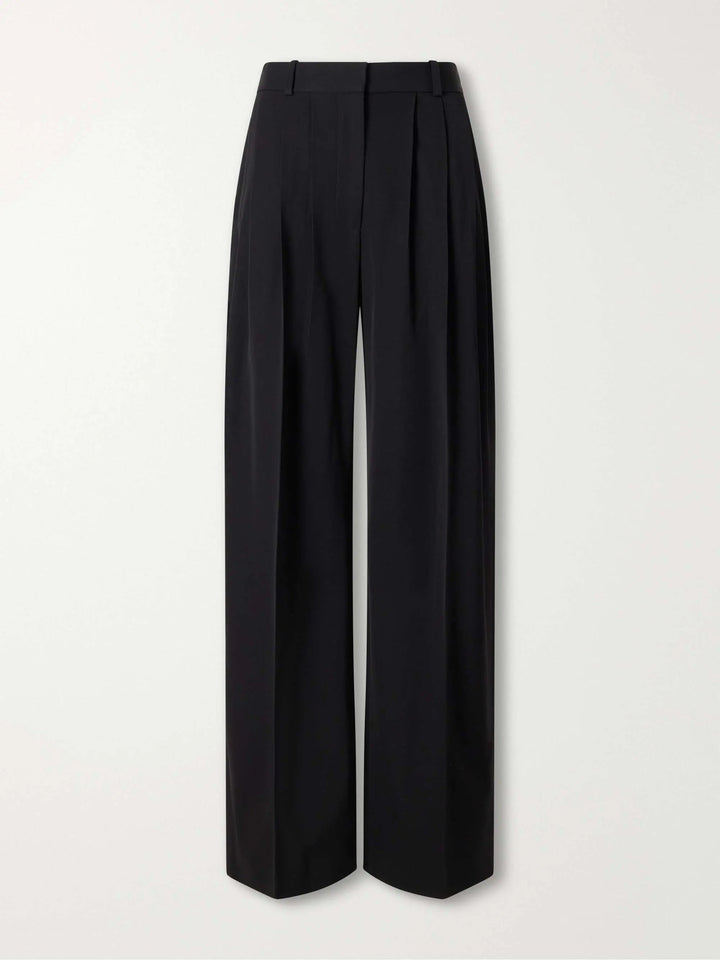 wool-twill wide-leg pants