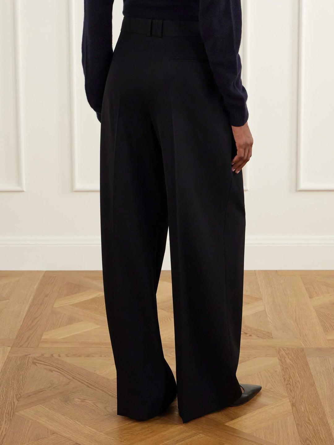 wool-twill wide-leg pants