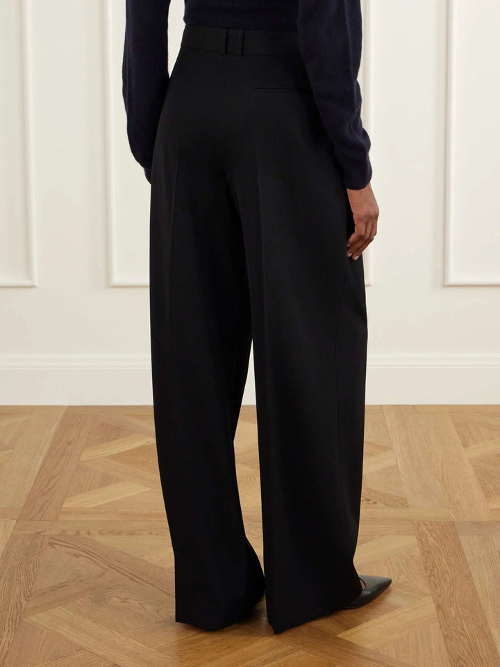 wool-twill wide-leg pants