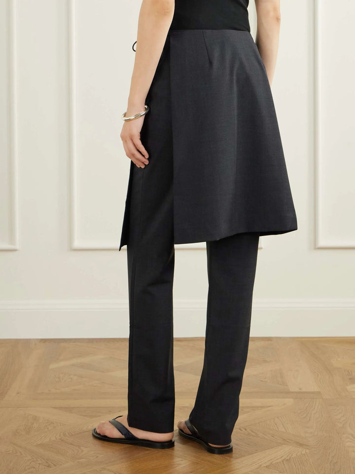 wool-blend skirt-detailed slim-leg pants
