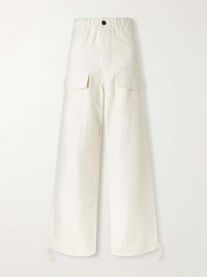 Cotton-blend gabardine track pants