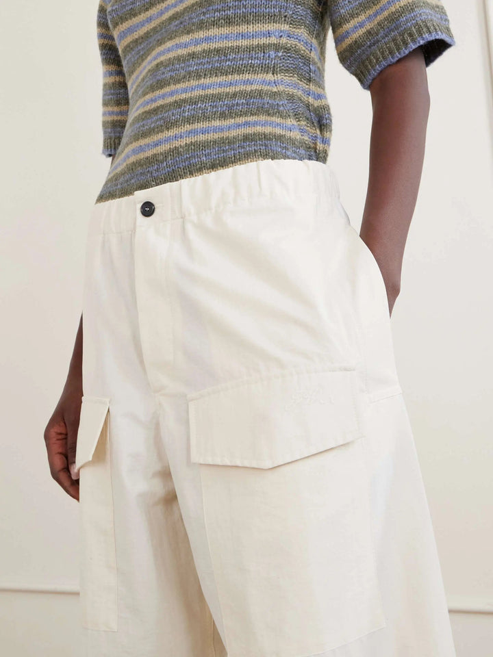Cotton-blend gabardine track pants