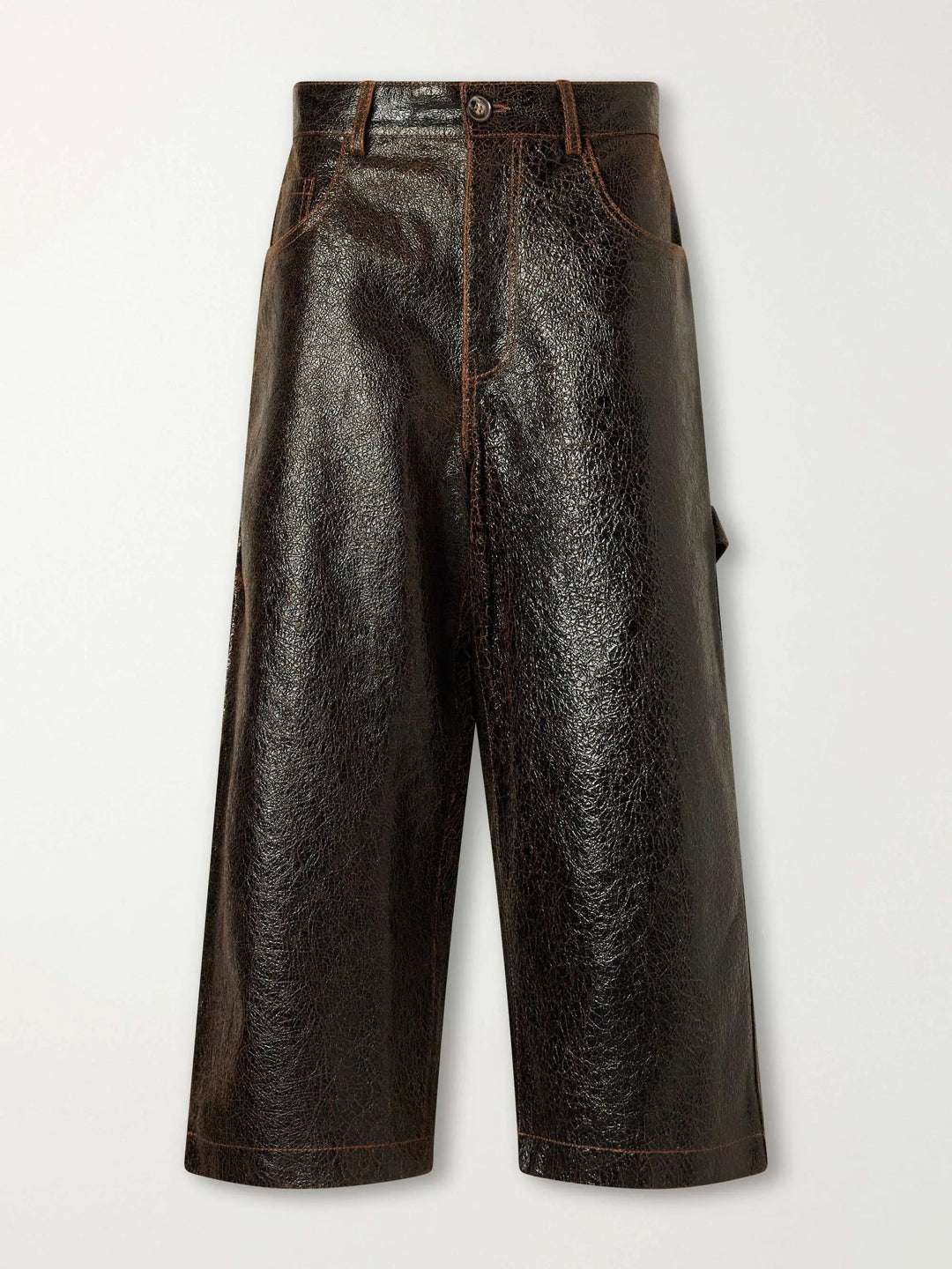 Leather wide-leg pants