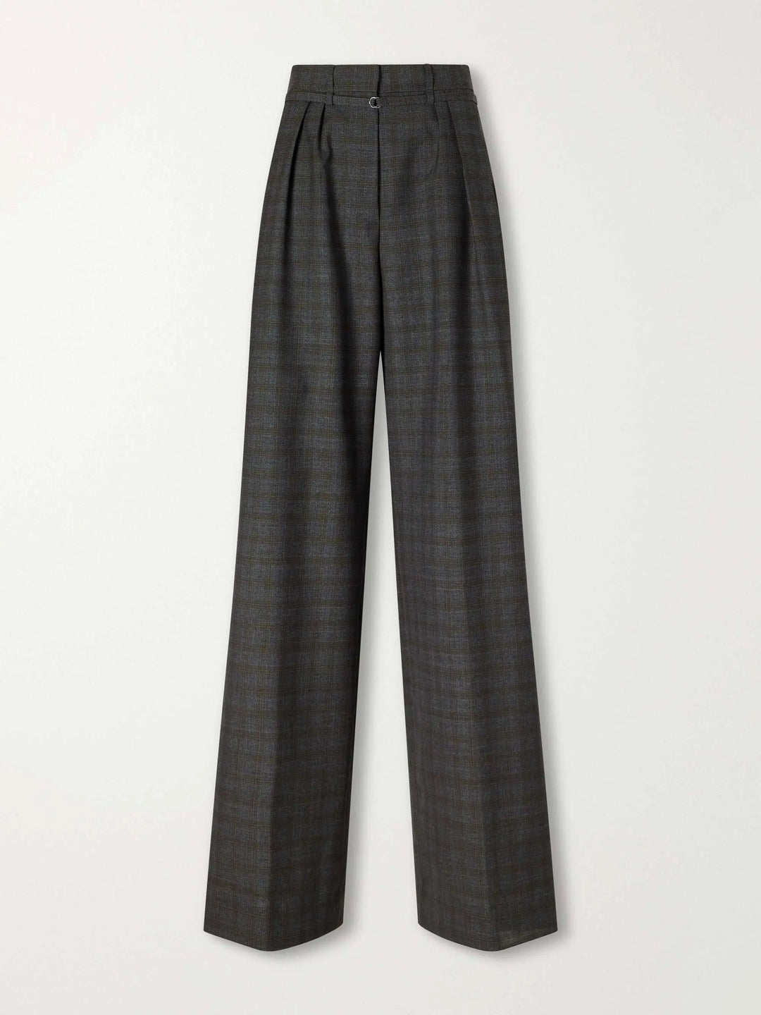 checked wool wide-leg pants