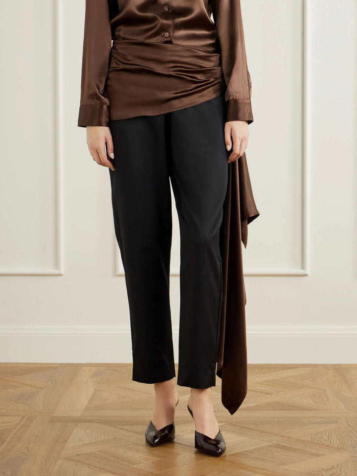wool-blend twill straight-leg pants