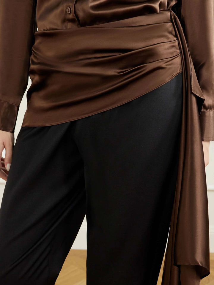 wool-blend twill straight-leg pants