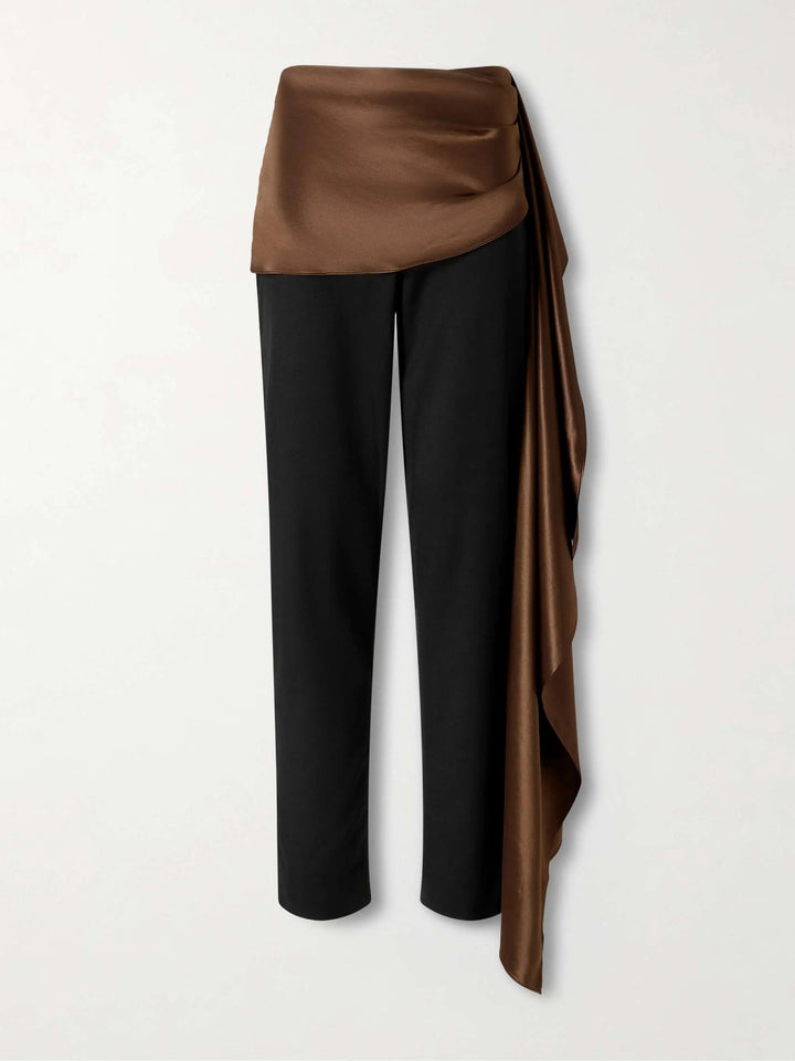 wool-blend twill straight-leg pants