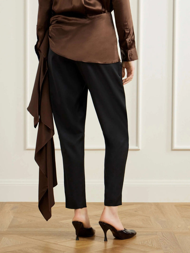 wool-blend twill straight-leg pants