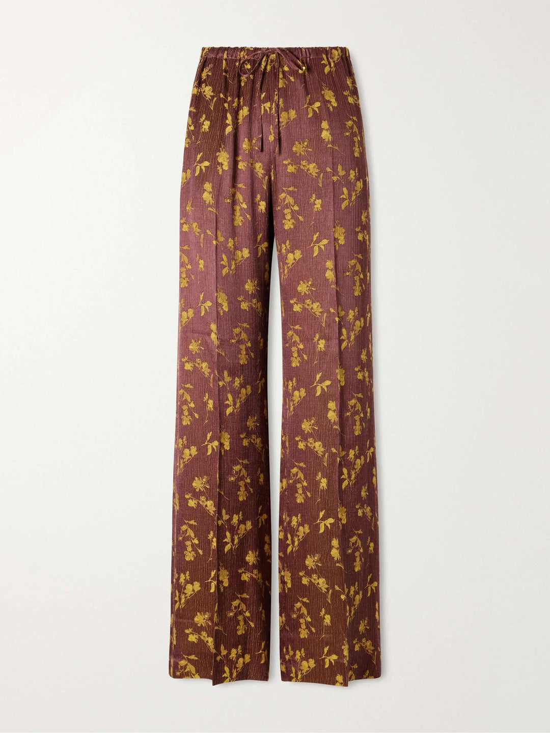 Floral-jacquard satin wide-leg pants