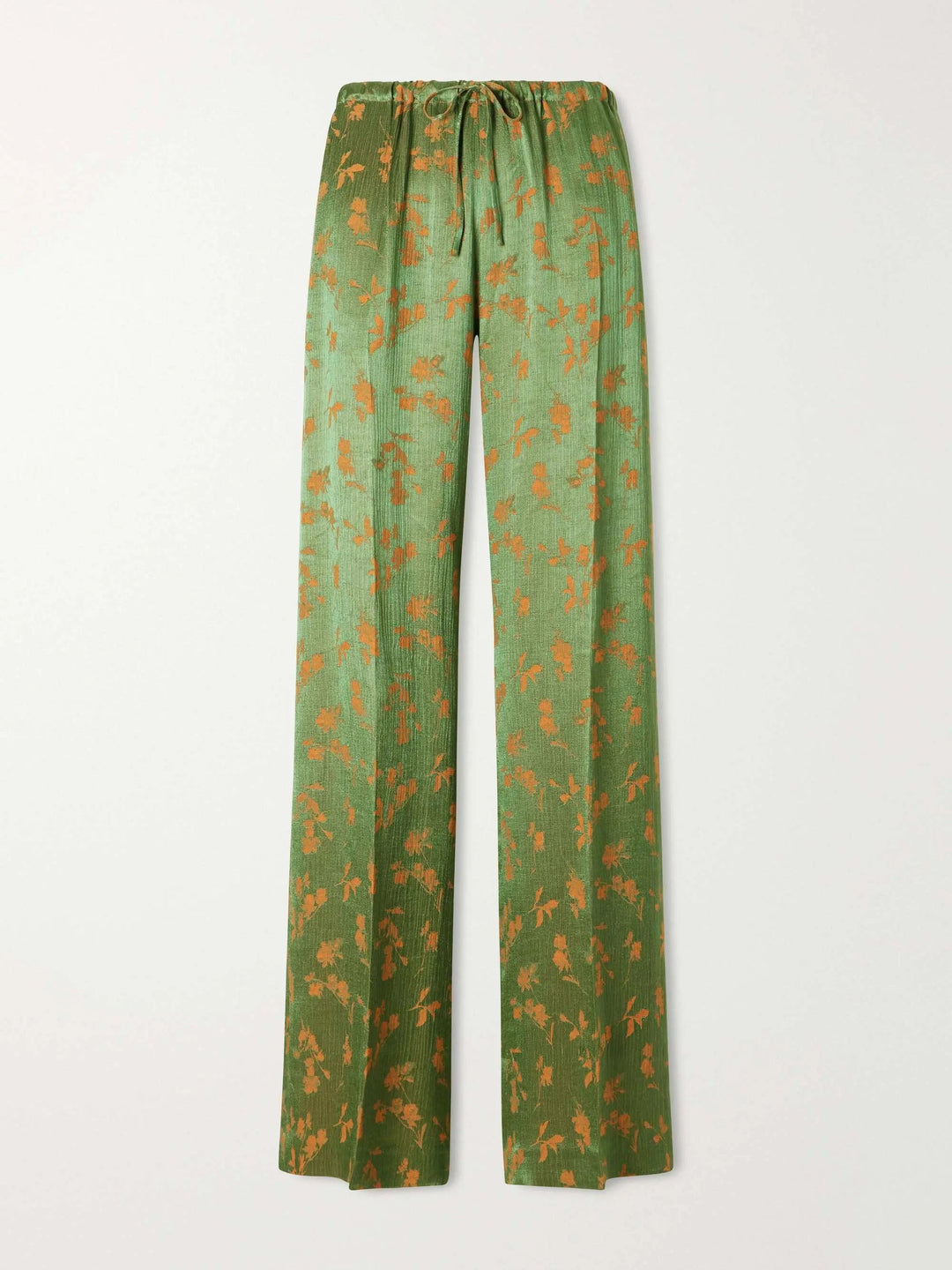 Floral-jacquard satin wide-leg pants