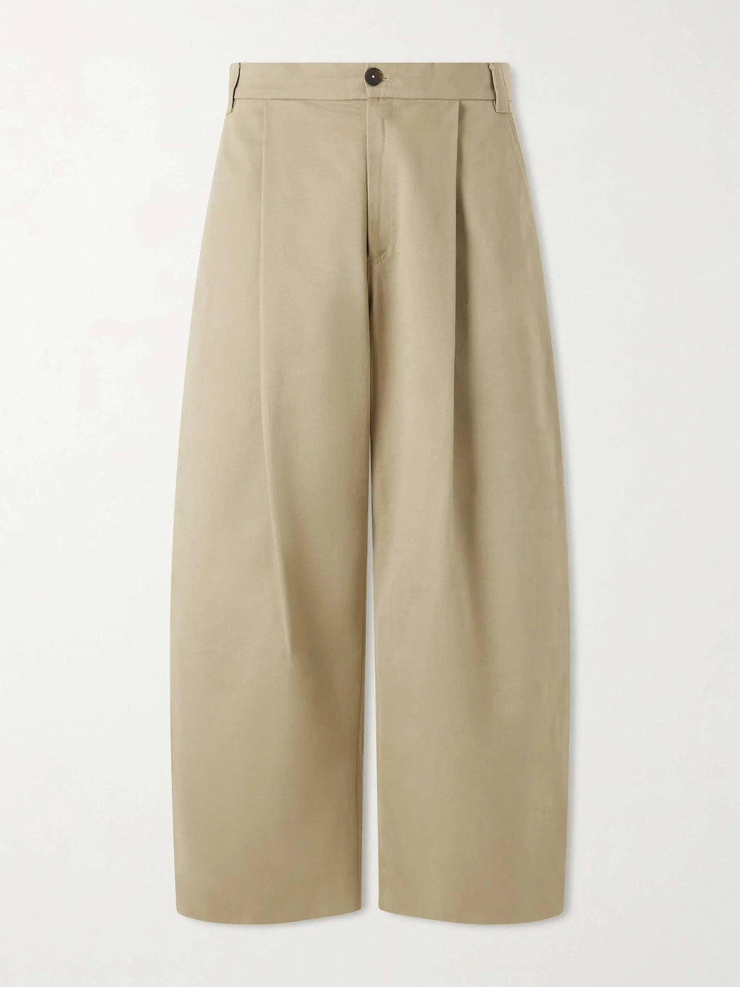 Wide-Leg Pleated Cotton-Twill Trousers
