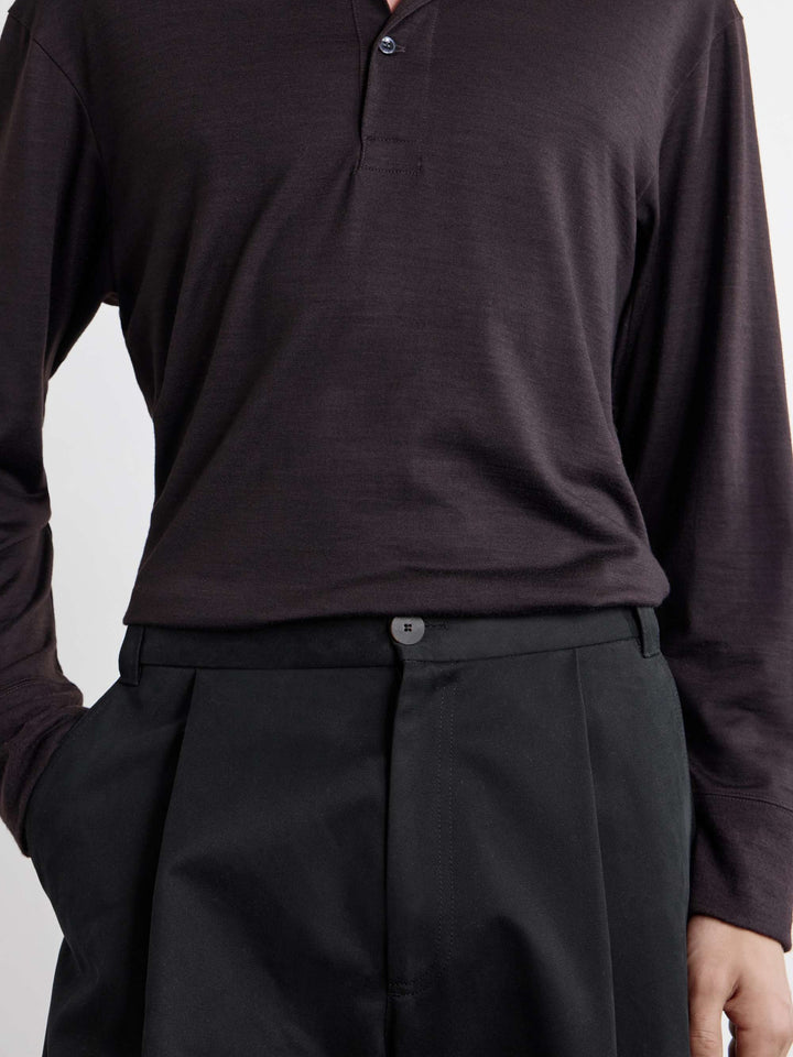 Wide-Leg Pleated Cotton-Twill Trousers