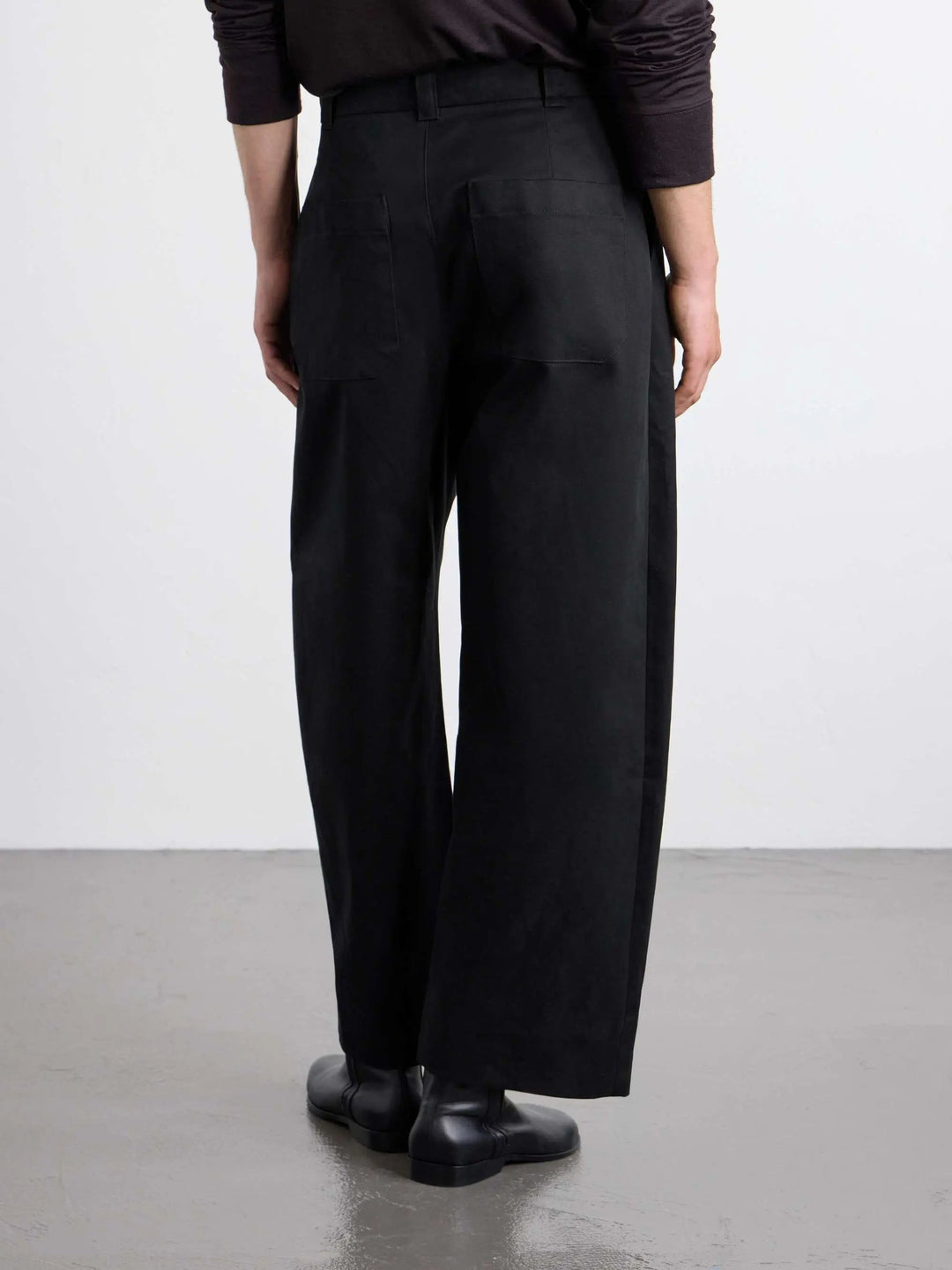Wide-Leg Pleated Cotton-Twill Trousers