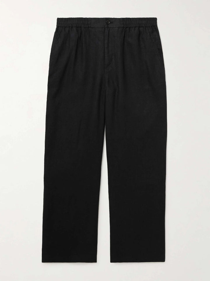 Wide-Leg Linen Drawstring Trousers