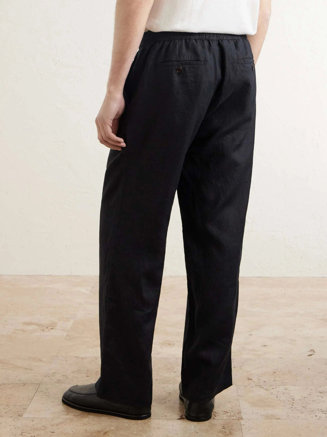 Wide-Leg Linen Drawstring Trousers