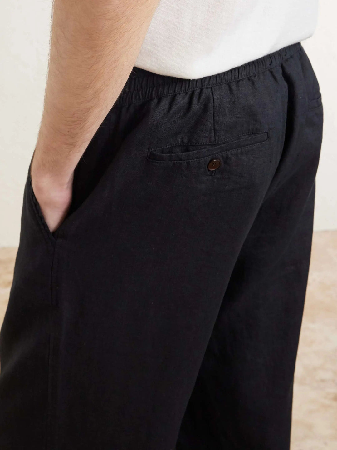 Wide-Leg Linen Drawstring Trousers
