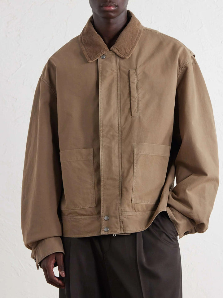 Corduroy-Trimmed Cotton-Canvas Jacket