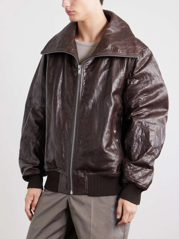 Flap Leather Jacket