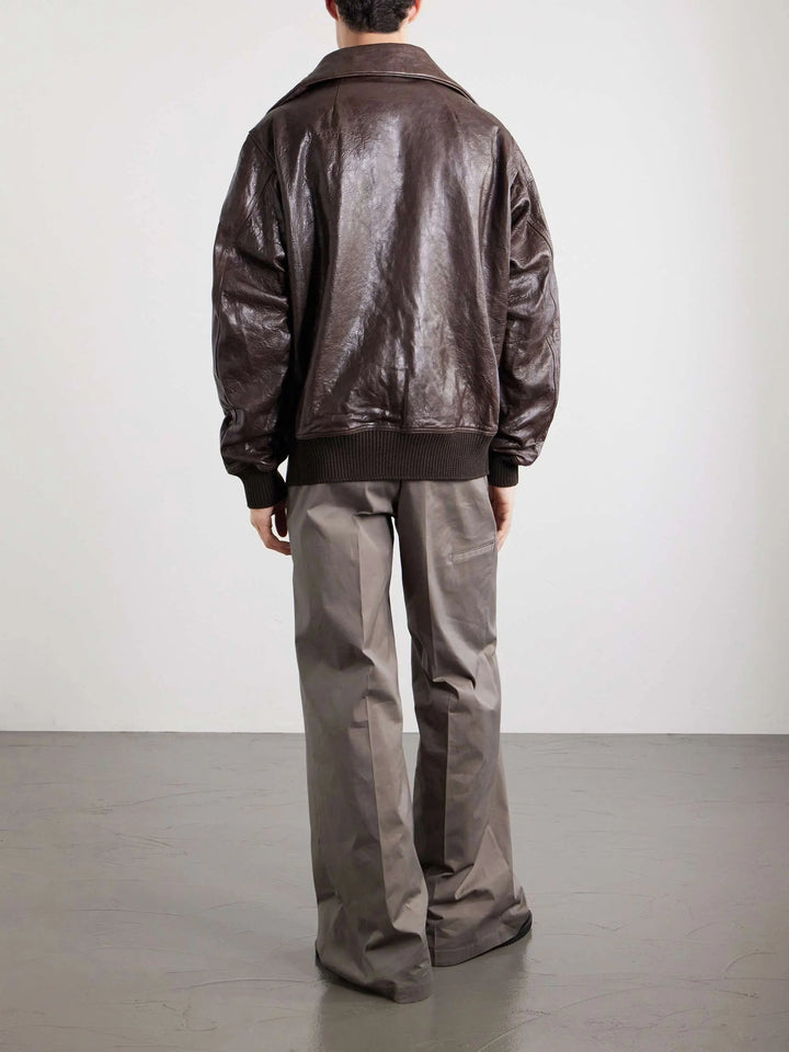 Flap Leather Jacket